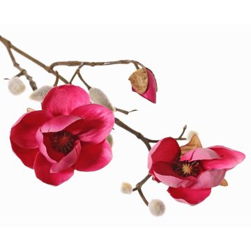Magnolia en tissu KOSTAS, rose fuchsia, 55cm, Ø5-8cm