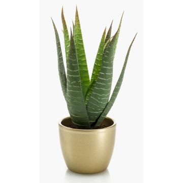 Aloe variegata synthétique MARTINEZ, pot en céramique doré, vert, 25cm, Ø17cm Aloe variegata synthétique MARTINEZ, pot en céramique doré, vert, 25cm, Ø17cm