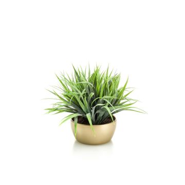 Roseau artificiel NIBORI, pot en céramique doré, vert, 35cm