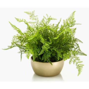 Fougère artificielle HANNU, coupe en céramique dorée, vert, 40cm, Ø45cm