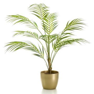 Palmier de montagne artificiel ALUVIAL, pot en céramique doré, 85cm