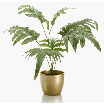 Plante artificielle fougère SCORPI, pot en céramique doré, vert-gris, 65cm