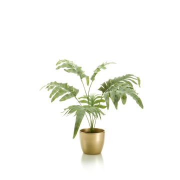 Plante artificielle fougère SCORPI, pot en céramique doré, vert-gris, 65cm