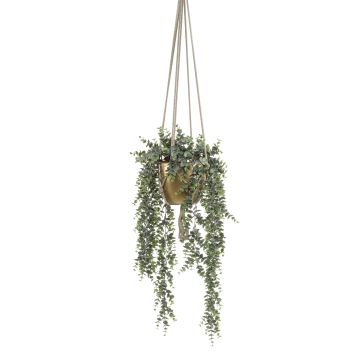 Suspension d'eucalyptus artificiel RAMINA, pot en céramique doré, vert-gris, 75cm Suspension d'eucalyptus artificiel RAMINA, pot en céramique doré, vert-gris, 75cm