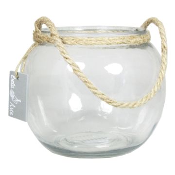 Vase boule en verre DAVY avec anse, transparent, 15cm, Ø18cm