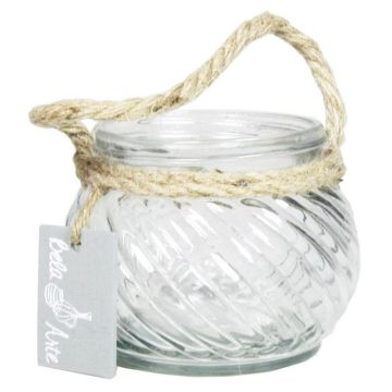 Lumière de table FIDELMA en verre, rainurée, transparente, 9cm, Ø11,5cm Lumière de table FIDELMA en verre, rainurée, transparente, 9cm, Ø11,5cm