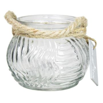 Bougeoir FIDELMA en verre, rainures ondulées, transparent, 9cm, Ø11,5cm Bougeoir FIDELMA en verre, rainures ondulées, transparent, 9cm, Ø11,5cm
