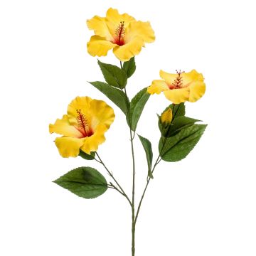 Branche d'hibiscus artificielle AMADOU avec fleurs, jaune, 80cm