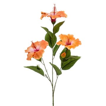 Branche d'hibiscus artificielle AMADOU avec fleurs, orange, 80cm