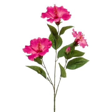 Branche d'hibiscus artificielle AMADOU avec fleurs, rose, 80cm