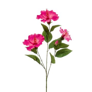 Branche d'hibiscus artificielle AMADOU avec fleurs, rose, 80cm