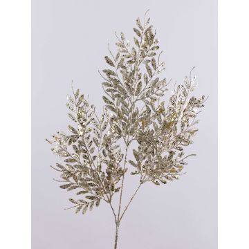 Branche décorative de sorbier des oiseaux CAZENAC, fruits, paillettes, champagne, 75cm