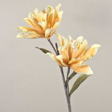 Camélia synthétique MUNIR, jaune-blanc, 120cm