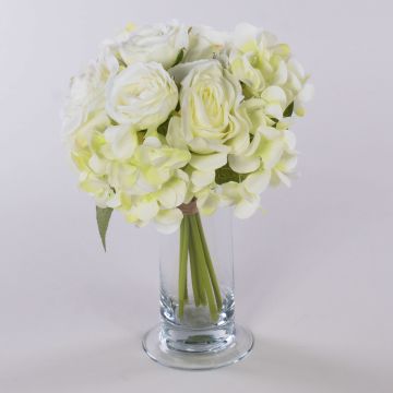 Bouquet de fleurs artificielles FOUDILA, roses, hortensias, blanc, 25cm Bouquet de fleurs artificielles FOUDILA, roses, hortensias, blanc, 25cm