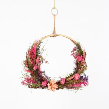 Couronne de fleurs séchées GALENO sur anneau, rose clair-fuchsia, 36,5cm, Ø30cm Couronne de fleurs séchées GALENO sur anneau, rose clair-fuchsia, 36,5cm, Ø30cm