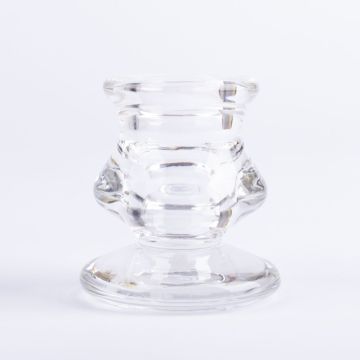 Bougeoir en verre YURENA pour bougies chandelles, transparent, 6cm, Ø5cm