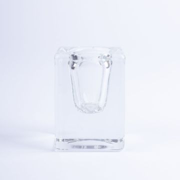 Porte-bougie angulaire en verre SOLUNA pour bougies chandelles, transparent, 4x4x6cm Porte-bougie angulaire en verre SOLUNA pour bougies chandelles, transparent, 4x4x6cm
