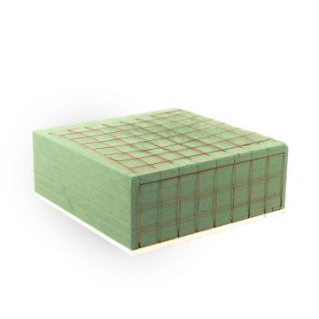 ®mosy Ökodur Bloc de mousse florale pour compositions de deuil VESDO avec grille métallique, poignée prise, support en bois naturel, vert, 23x22x8,5cm