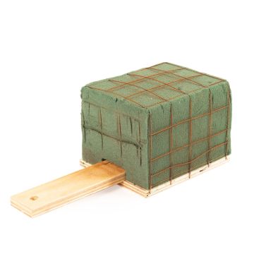 ®mosy Ökodur Bloc de mousse florale pour compositions de deuil EINAR avec grille métallique, poignée, support en bois naturel, vert, 11x9x8cm