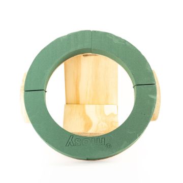 ®mosy Ökodur mousse florale pour funérailles, couronne d'urne ARNELLE, socle en bois naturel, vert, 4,5 cm, Ø 36 cm