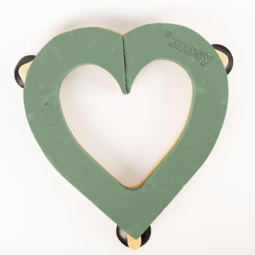 ®mosy Ökodur Mousse florale Voiture en forme de cœur ELLARIA, décoration de mariage, avec ventouse, socle en bois naturel, vert, 45x48x5cm ®mosy Ökodur Mousse florale Voiture en forme de cœur ELLARIA, décoration de mariage, avec ventouse, socle en bois naturel, vert, 45x48x5cm