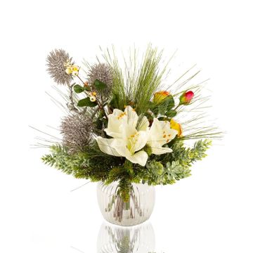 Bouquet hivernal artificiel KEONA rose-blanc, 45cm, Ø40cm Bouquet hivernal artificiel KEONA rose-blanc, 45cm, Ø40cm