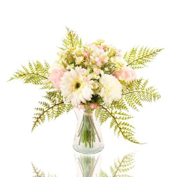 Bouquet de fleurs artificiel MALIA, gerberas, roses, et œillets, blanc-rose, 40cm, Ø30cm Bouquet de fleurs artificiel MALIA, gerberas, roses, et œillets, blanc-rose, 40cm, Ø30cm