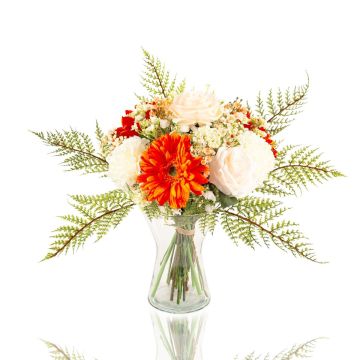 Bouquet de fleurs artificiel MALIA, gerberas, roses, et œillets, orange, 40cm, Ø30cm Bouquet de fleurs artificiel MALIA, gerberas, roses, et œillets, orange, 40cm, Ø30cm