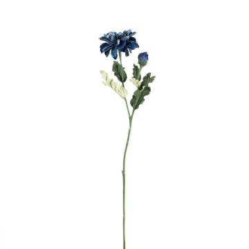 Branche fleurie décorative Zinnia GUNDISINE, collection écologique, bleu royal, 65cm, Ø9cm