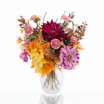 Bouquet d'automne artificiel KALENA, dahlia, zinnia, violet-orange, 40cm, Ø45cm Bouquet d'automne artificiel KALENA, dahlia, zinnia, violet-orange, 40cm, Ø45cm