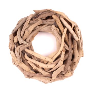 Décoration naturelle Couronne en bois flotté LAURIN, naturel, 25cm