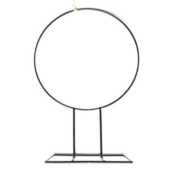 Anneau décoratif en métal FREYDIS avec pied, noir, 40cm, Ø28cm Anneau décoratif en métal FREYDIS avec pied, noir, 40cm, Ø28cm
