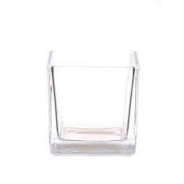 Bougeoir Cube INNA-Glas Kim - 8x8x8cm Transparent - Photophore Moderne Pour Bougie - Décoration Table