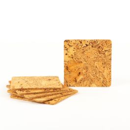 Lot De 6 Sous-verres Carrés En Liège Naturel - 95x95x3 Mm, Résistants à La Chaleur, Réutilisables