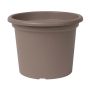 Pot de fleurs rond VENERA en plastique recyclé, avec des trous, taupe, 19cm, Ø25cm
