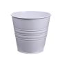 Pot à plantes rond MICOLATO avec rainures, zinc, blanc, 16cm, Ø18,5cm