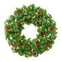 Couronne décorative de houx TREFO avec des baies, vert-rouge, Ø50cm