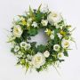 Couronne d'été artificielle FAHIRA, renoncule, pâquerette, crème, Ø25cm