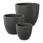 Pot de fleurs rond KIRIMA, 3 pièces, fibre de verre, anthracite, 25x27cm, 35x39cm, 44x52cm