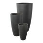 Vase rond haut KIRIMA, 3 pièces, fibre de verre, anthracite, 34x60cm, 44x80cm, 54x100cm