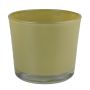 Pot de fleurs en verre ALENA, jaune olive, 19cm, Ø19cm