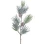 Branche artificielle Pin parasol SNOLER avec des paillettes, pommes de pin, givré, vert, 100cm