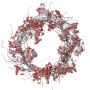 Couronne artificielle de symphorines SENNO, givré, rouge-blanc, Ø45cm