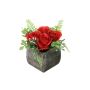 Arrangement de rose et de millepertuis artificiel ABUD, pot décoratif, rouge, 17cm, Ø18cm