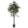 Camélia artificiel COSTIA, vrais troncs, fleurs, rouge, 180cm