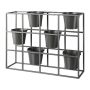 Séparation de pièce en métal pour des plantes UTOPIA avec 6 pots à plantes, gris, 65x17x52cm