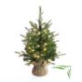 Sapin de Noël synthétique WELLINGTON, sac de jute, LEDs, 60cm, Ø50cm