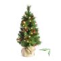 Petit sapin artificiel BUCAREST, sac de jute, décoré, LEDs, 60cm, Ø35cm