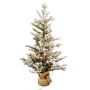 Faux petit sapin ORLANDO, sac de jute, LEDs, enneigé, 90cm, Ø50cm