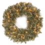 Couronne d'hiver artificielle CALGARY, pommes de pin, LEDs, givre, Ø75cm